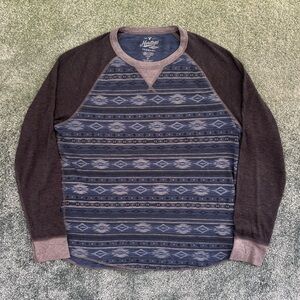 American Eagle Y2K Skater Aztec Print Waffle Knit Thermal